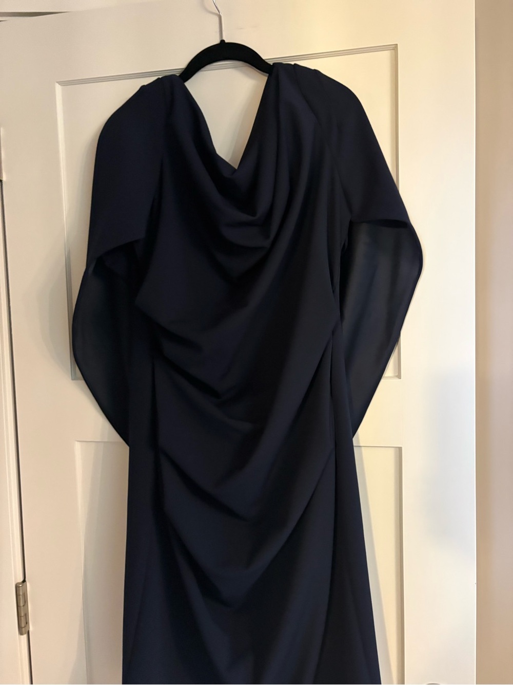**AMAZING** Betsy & Adam “Jordan” Crepe Draped Navy Evening Dress - Size 14